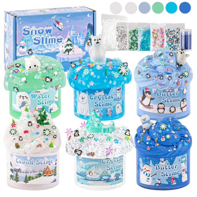 LAWOHO 6er-Pack Schnee Slime Set – Fluffy Cloud Wolkenschleim, Clear Slime & Butter Schleim & Water Slime