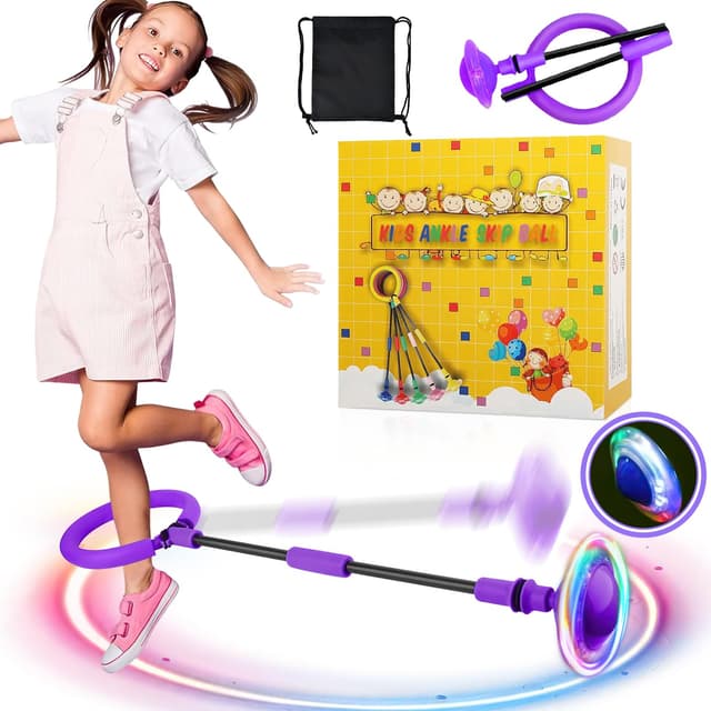🌈 Kinder Blinkender Springring,Faltbarer Flash Jumping Ball Swing Wheel mit Lichtrad Spiele Sport Sprungball Ankle Skip Ball Fußkreisel Geschenke für Mädchen von 6, 7, 8, 9 nnd 10 Jahren Violett 🌟