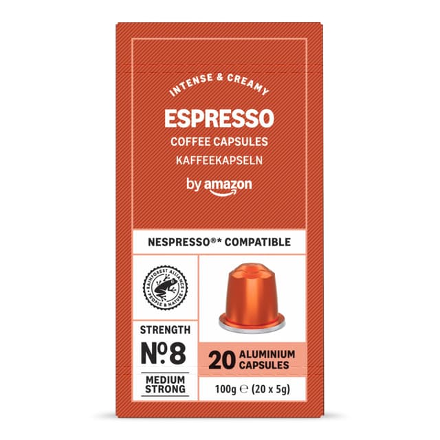🌿☕ Amazon Espresso-Kaffeekapseln | Nespresso kompatibel | Leicht geröstet | 20 Stück