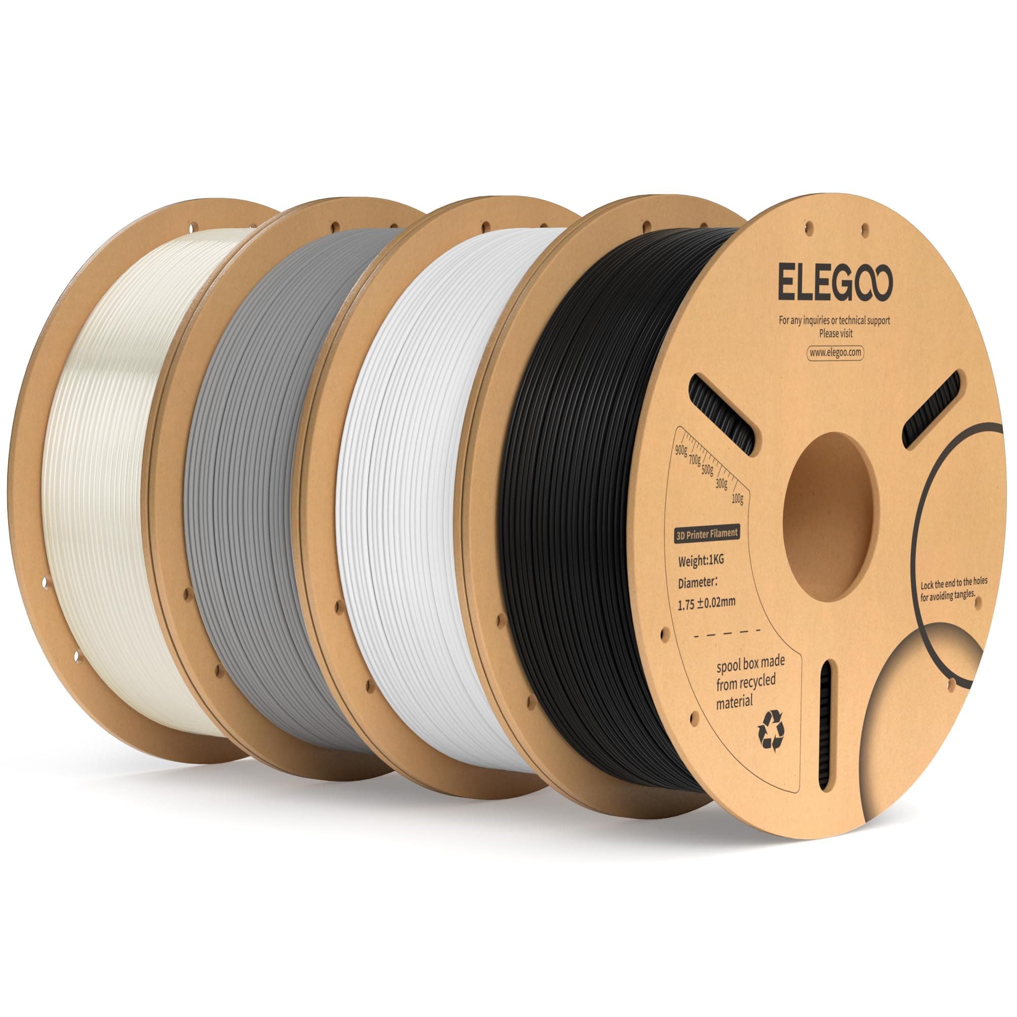🌟 ELEGOO PLA+ Filament 1.75mm Schwarz Weiß Grau Transluzent 4KG 🌟