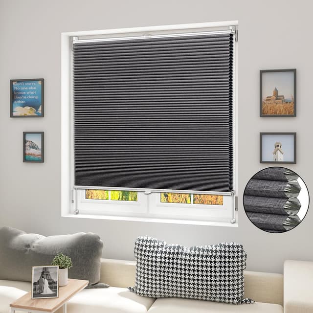 WOLTU Wabenplissee ohne Bohren Verdunklung Thermo Doppelplissee Klemmfix Zweifarbig 60x120 cm Dunkelgrau-Weiß 🌗