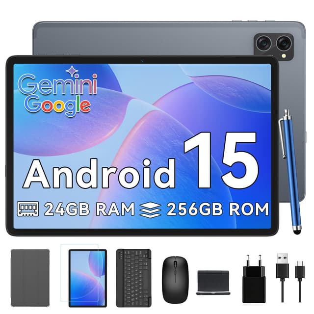 🚀 DEAL: TABWEE T20 Tablet mit Tastatur - Android 15, 24GB RAM+256GB ROM (2TB TF), Octa-Core, Tablet 10 Zoll, 5000mAh, 8MP+5MP, Gemini AI, Widevine L1, 5G WiFi, GPS, Face ID TABWEE T20-Gray