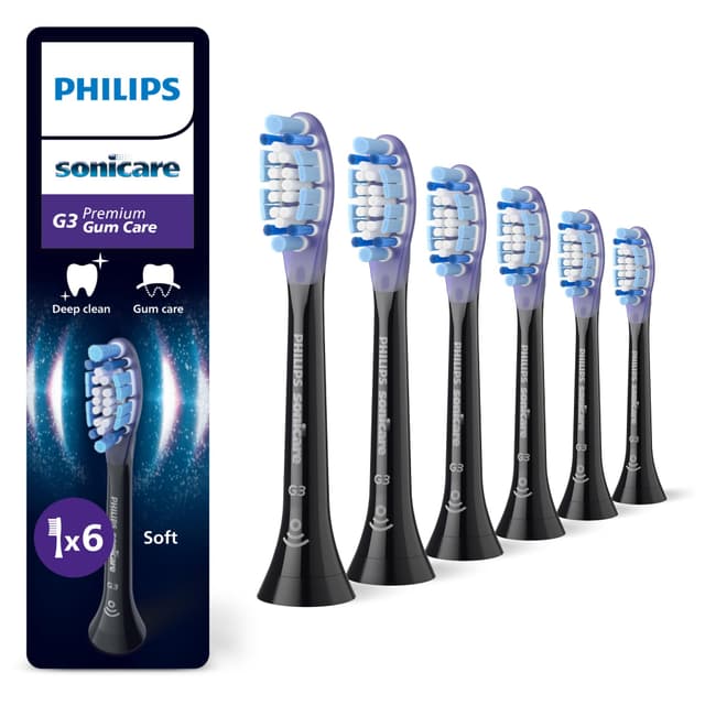 🦷 Philips Sonicare G3 Premium Gum Care Ersatzbürstenköpfe 6er-Pack Schwarz 🖤