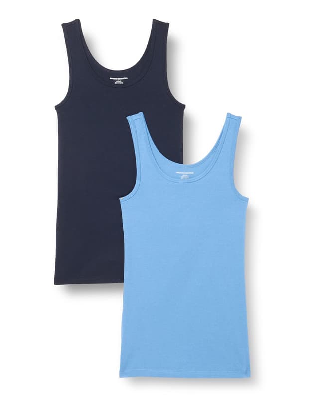 Amazon Essentials Damen Tanktop, Schmale Passform, 2er-Pack M Blau/Marineblau 💙🌊