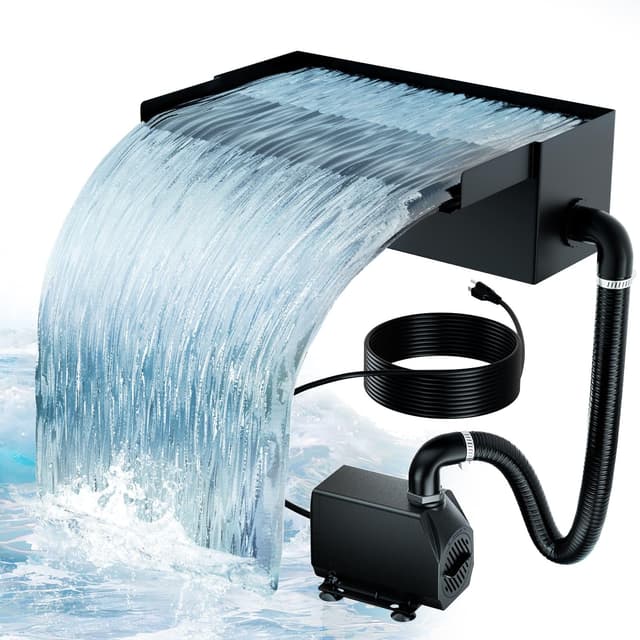 Biling Wasserfall für Gartenteich Teich Garten, 30cm Edelstahl Teichwasserfall Set 40W 2500 L/H Teichpumpe 🌊🌿