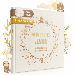 EULENTALER® Babyalbum - Mein erstes Jahr 🌟 Mit echtem Leinencover & Goldprägung