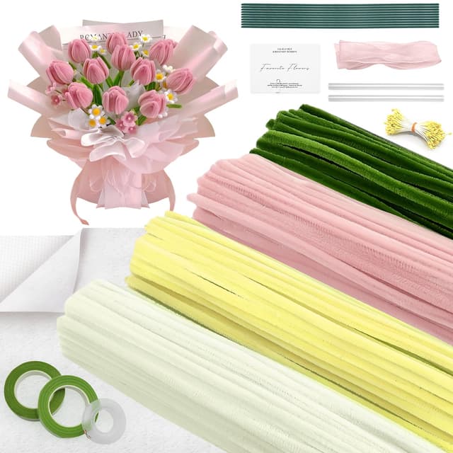 AECHO Pfeifenreiniger Blumen Set - Bastelspaß in Rosa 💐