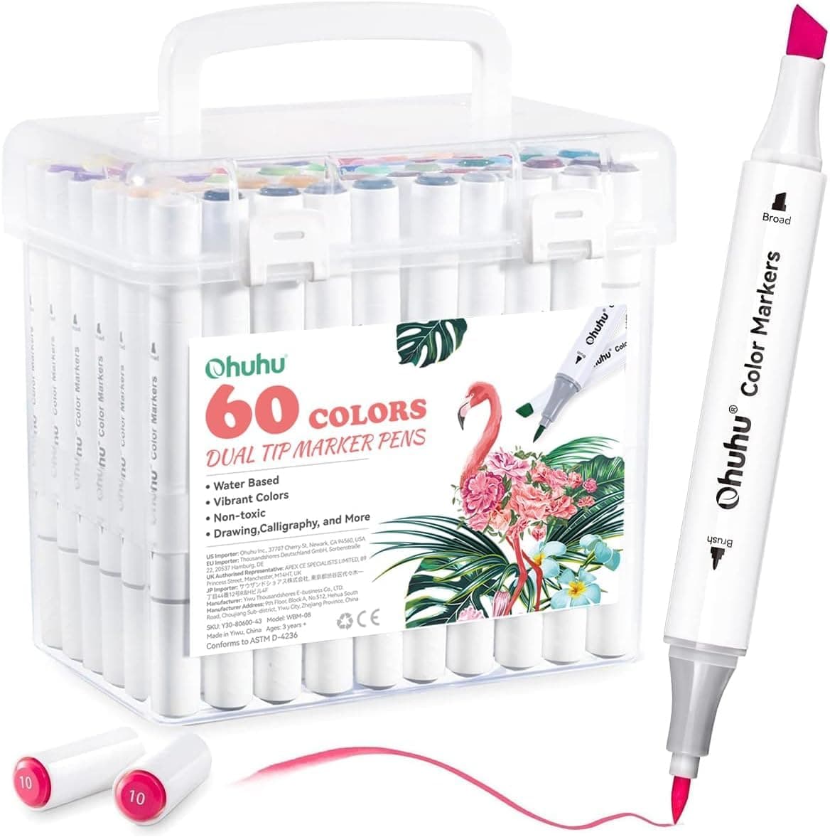 Ohuhu Marker Wasser 60 Farben – Filzstifte mit Doppelspitze 🎨