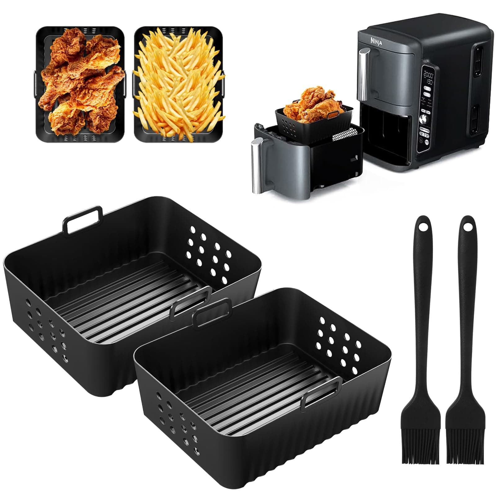 🌟 2 Stück Airfryer Silikonform für Ninja Double Stack XL SL400EU 🌟