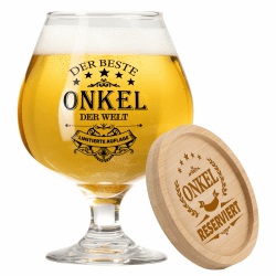 PRSTENLY Bierkrug Glas+Bambus Untersetzer - Bestes Vatertagsgeschenk für Onkel 🍺