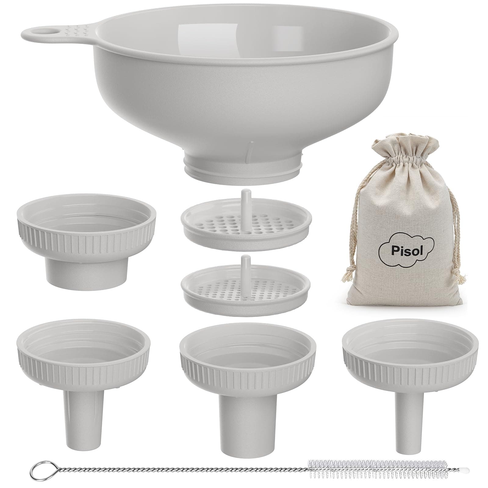 🌟 Pisol Breiter Mund Küchen Trichter 🍲 Lebensmittelqualität Kunststoff-Kochkonservierungstrichter mit 4 Größen Ausläufen ❤️