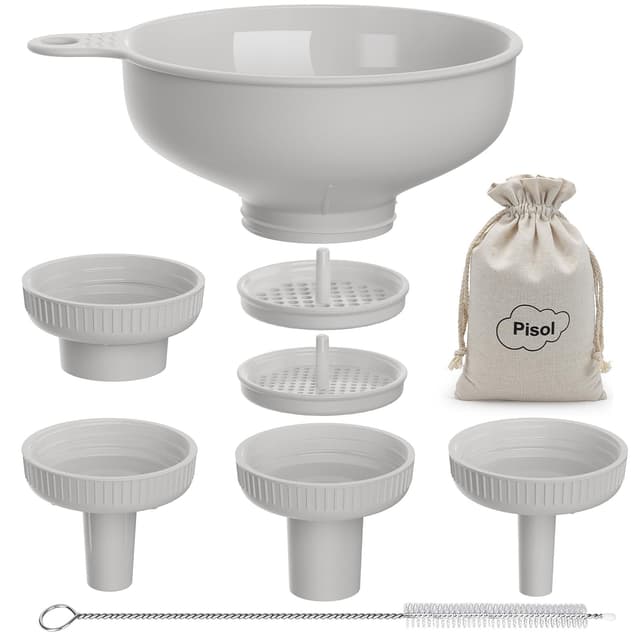 🌟 Pisol Breiter Mund Küchen Trichter 🍲 Lebensmittelqualität Kunststoff-Kochkonservierungstrichter mit 4 Größen Ausläufen ❤️