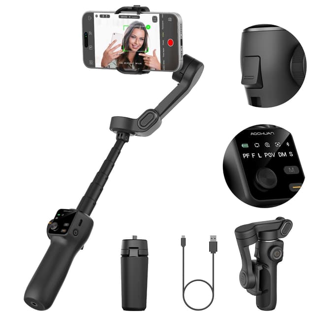 AOCHUAN 3-Achsen-Gimbal-Stabilisator mit Verlängerungsstange und AI-Tracking 📸📱