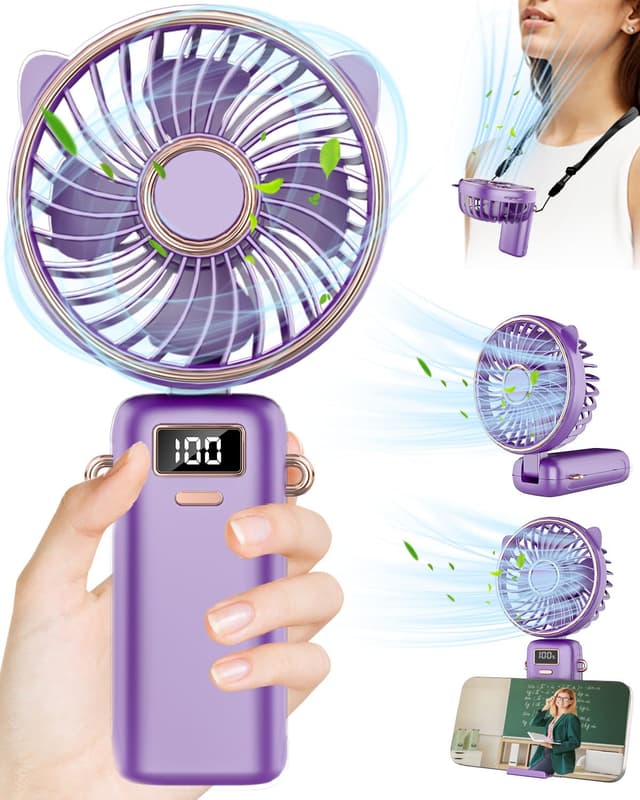🌀Hand Ventilatoren Mini Tisch Ventilator Leise Klappbar Handventilator Akku Aufladbar