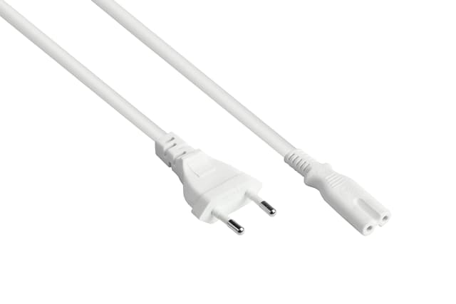 🔌 Good Connections EURO-Netzkabel - 1,5 m - Euro-Stecker Typ C (gerade) an C7/Euro 8 Buchse (gerade) - KUPFERLEITER - 0,75 mm² - Stromkabel für TV, Konsole, Radio, Netzteil, Rasierer u.v.m. - WEISS Gerade an C7/Euro 8 - WEISS 1,5 m