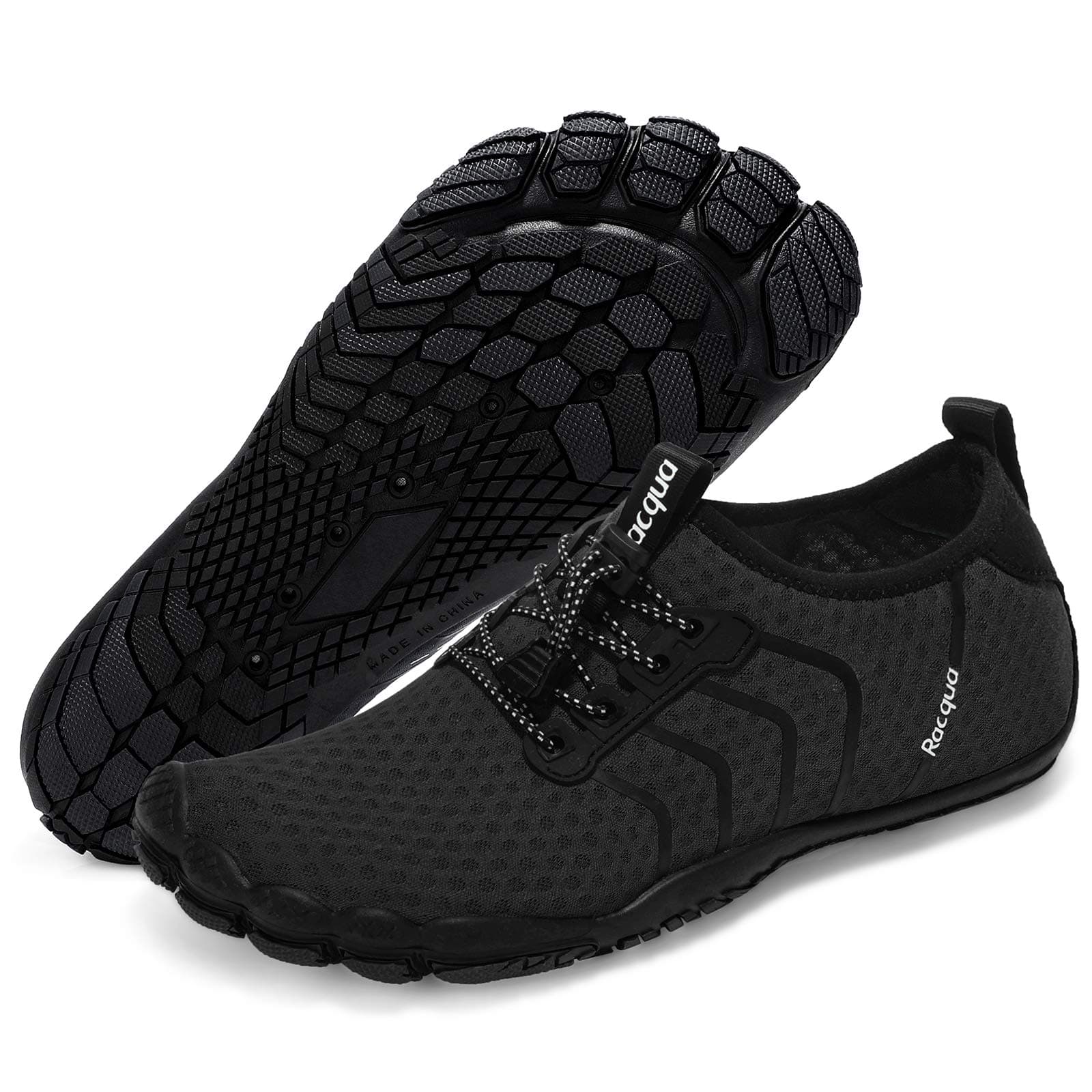Racqua Barfußschuhe Wasserschuhe Badeschuhe Schwimmschuhe für Damen Herren 40 EU Wz1103 Black 🌊👟