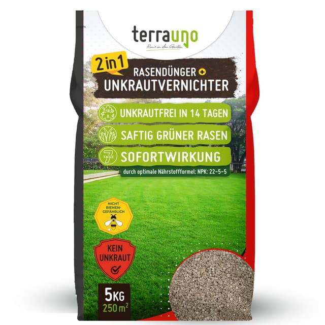 🌿🌞 TerraUno Rasendünger mit Unkrautvernichter - 100 Tage Langzeitwirkung