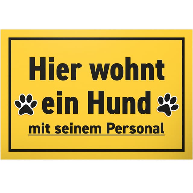 🐶🎉 DankeDir! Hier wohnt Hund mit Personal - 30 x 20 cm Schild - Lustiges Spruchschild - Geburtstagsgeschenk & Partydeko 🎁🎈