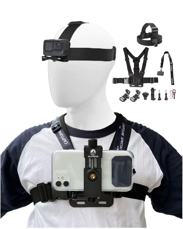 📸 WLPREOE Handy Brustgurt mit Kopfhalterung - Chest Head Mount für GoPro