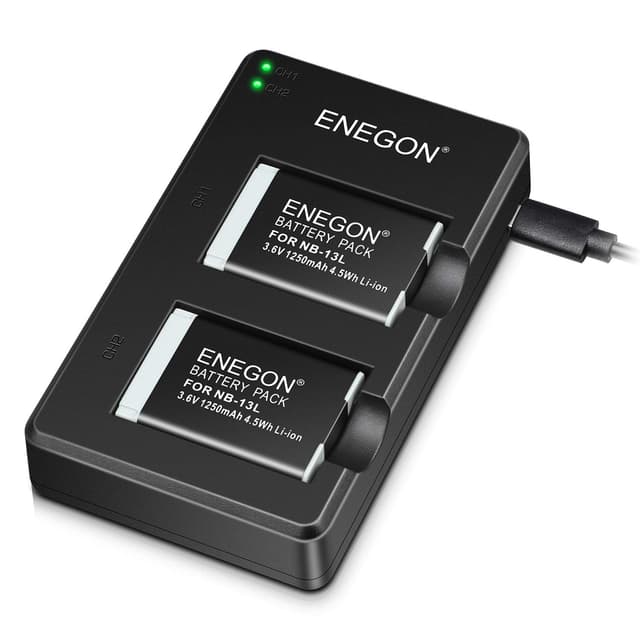 ENEGON NB-13L Lithium-Akku(2Stück) + Dual Ladegerät 📷🔋
