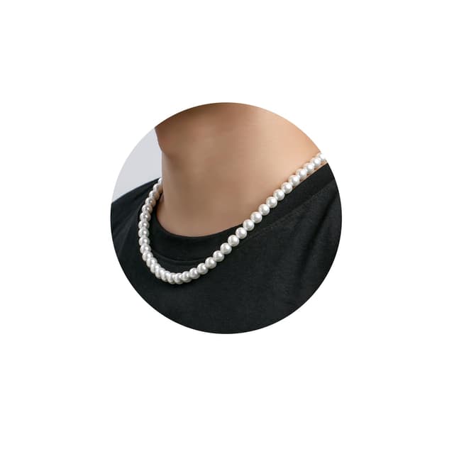 Halora 6/8 mm Perlenkette Herren Damen Choker Kette 😍 Weiße Perlenkette 50cm 6mm