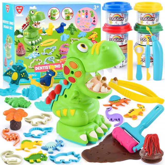 🦕 PLAY Knete Set für Kinder - DIY Dinosaurier Knete Zubehör 🎁
