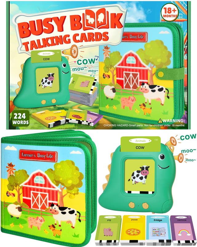Quanquer Busy Board mit Sprechenden Lernkarten für Kinder 1-3 Jahre 🎁🚗