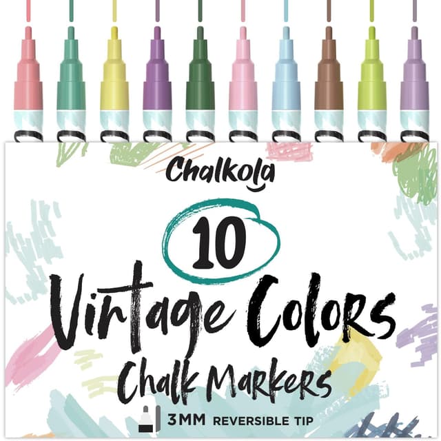 Chalkola Vintage Kreidestifte für Tafel Abwaschbar - 10 Kreidemarker Pastell 3mm Umkehrbare Spitze 😍