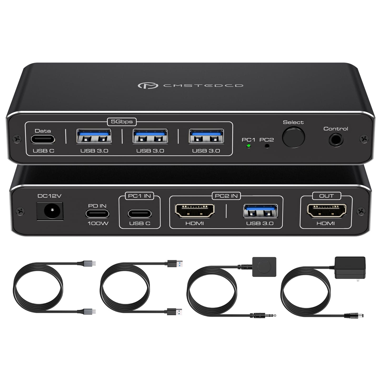 HDMI KVM Switch 2 PC 1 Monitor 4K@60Hz USB C KVM Switch HDMI 2 Port