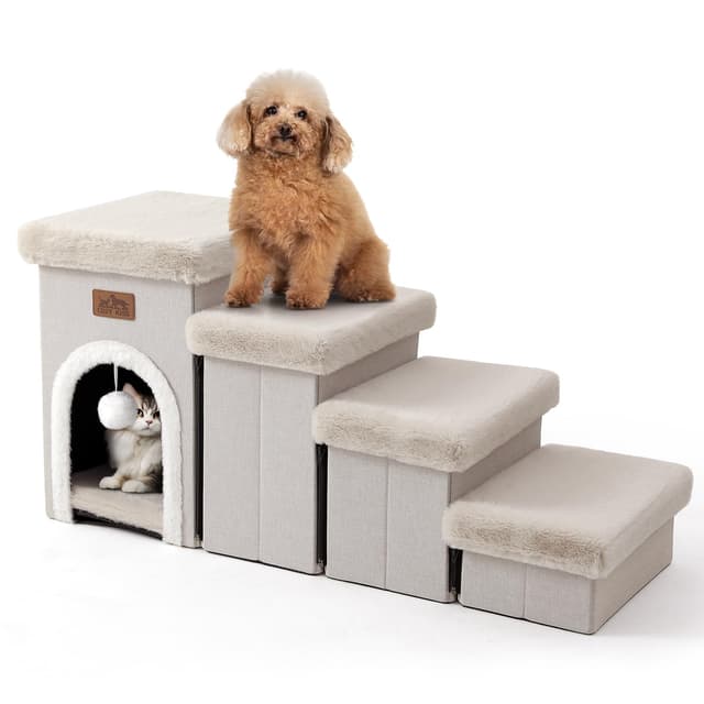 COZY KISS Haustiertreppe für Kleine Hunde mit Stauraum Und Wohnung 🐶🏡