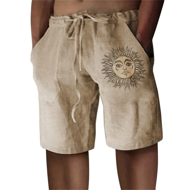 Puimentiua Leinenhose Herren Kurz,Sommer Leinen Shorts,Kurze Hosen,Loose Fit Sommerhose mit Tunnelzug und Taschen (S-3XL) Khaki XL 🌞👖