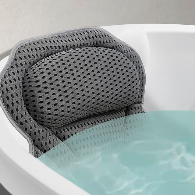 Badewannenkissen aus weichem Memory-Schaum mit 4D-Belüftung und 6 Saugnäpfen