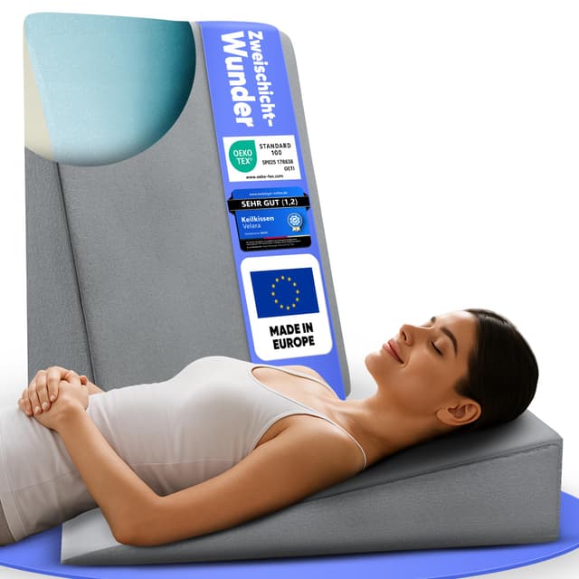 Velara Keilkissen Bett 60x60x15 cm mit innovativem [2-Schicht-System] | Made in Europe