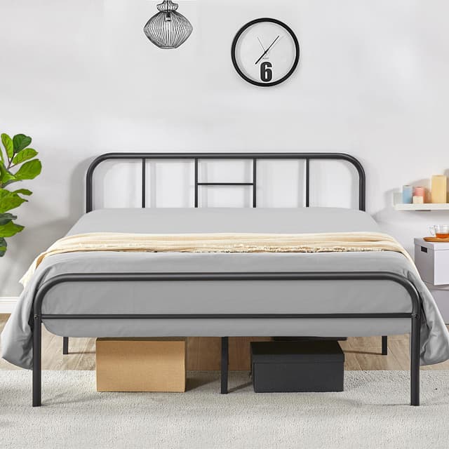 🛏️ Yaheetech Metallbett mit Lattenrost 140 x 200 cm Schwarz