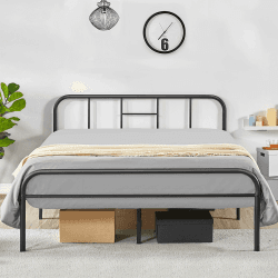 🛏️ Yaheetech Metallbett mit Lattenrost 140 x 200 cm Schwarz