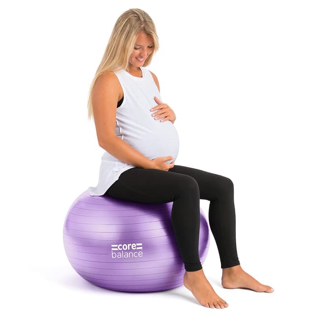 Core Balance Gymnastikball Schwangerschaft - Gymnastikball Groß und Berstsicher für Schwangerschaftsgymnastik - Fitball mit Luftpumpe (Lila) 65cm ⚽️🤰
