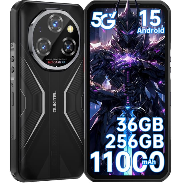 OUKITEL WP55 Android 15 Outdoor Handy - 11000mAh Smartphone 5G 36GB+256GB/2TB Schwarz