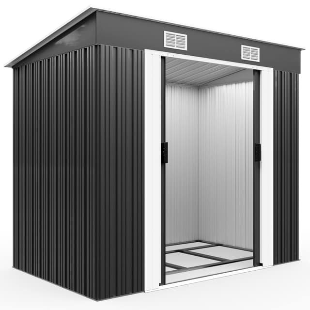 🏡 GARDEBRUK® L Metall Gerätehaus 2m² mit Fundament 200x125x185cm Schiebetür Anthrazit Geräteschuppen Gartenhaus 4m³ 🌿