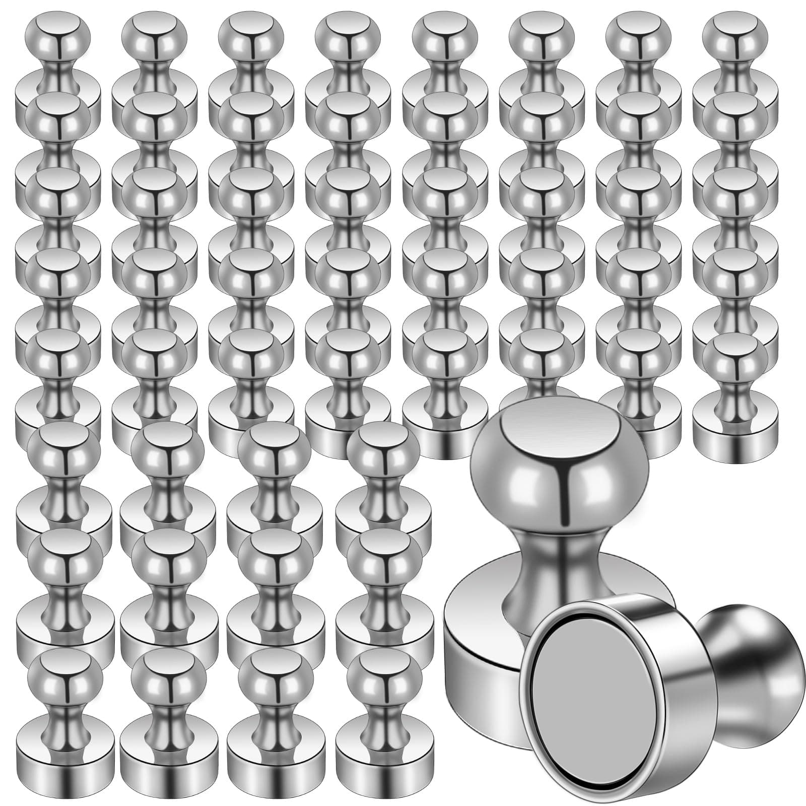 🌟 Aenienoe 54Stück Magnete für Magnettafel 🧲 Neodym Extra Stark Whiteboard Kühlschrank Schule Silber 12x16mm-54PCS