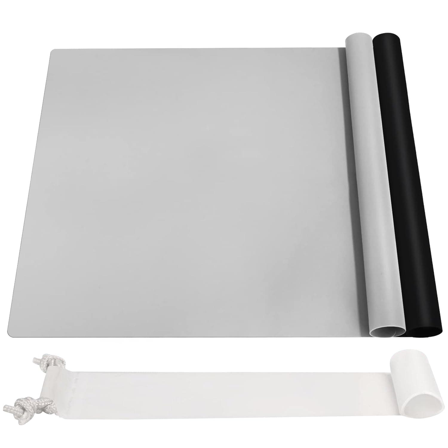 Silikonmatte Groß 70x50 cm - Bastelmatte für Epoxidharz und Kinder - Grau/Schwarz XL 2er-Set