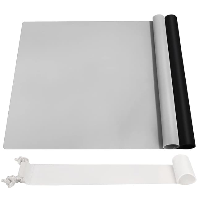 Silikonmatte Groß 70x50 cm - Bastelmatte für Epoxidharz und Kinder - Grau/Schwarz XL 2er-Set