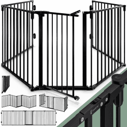 🔥SALE🔥 CASARIA® Kaminschutzgitter Baby mit Sicherheitstür - 306x76cm Schwarz