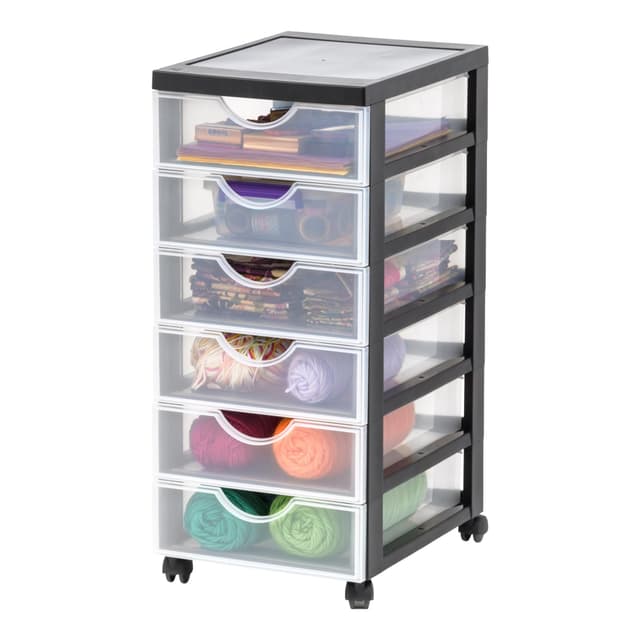 🌟 Super Deal! Iris Ohyama Schubladenbox mit Rollen, 6 flachen Schubladen, BPA-frei! 🌈