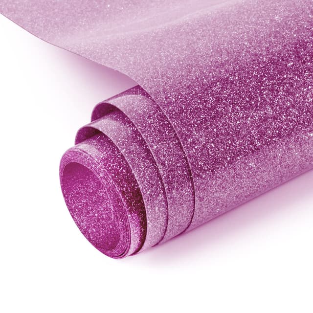 NANAPLUMS Glitzer Plotterfolie Textil - Heat Transfer Vinyl Transferfolie Plotter Flexfolie für Textilien Transferfolie zum Aufbügeln für DIY T-Shirt, Stoffe(Pink Lila) Glitzer Pink Lila 🌟