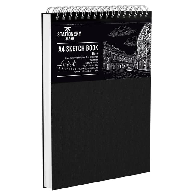 STATIONERY ISLAND Skizzenbuch A4 200 g/m² Zeichenblock 100 Seiten
