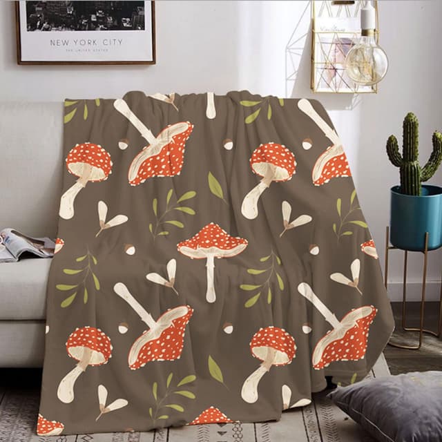 Kinder Kuscheldecke mit Pilz-Druck 🍄 Warm & Gemütlich - 150x200cm
