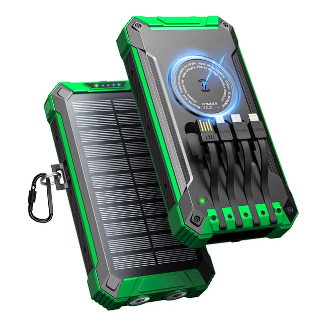 🔋🌞 Wireless Solar Powerbank 26800mAh mit 4 Kabeln und kabellosem Laden! 📱🔦