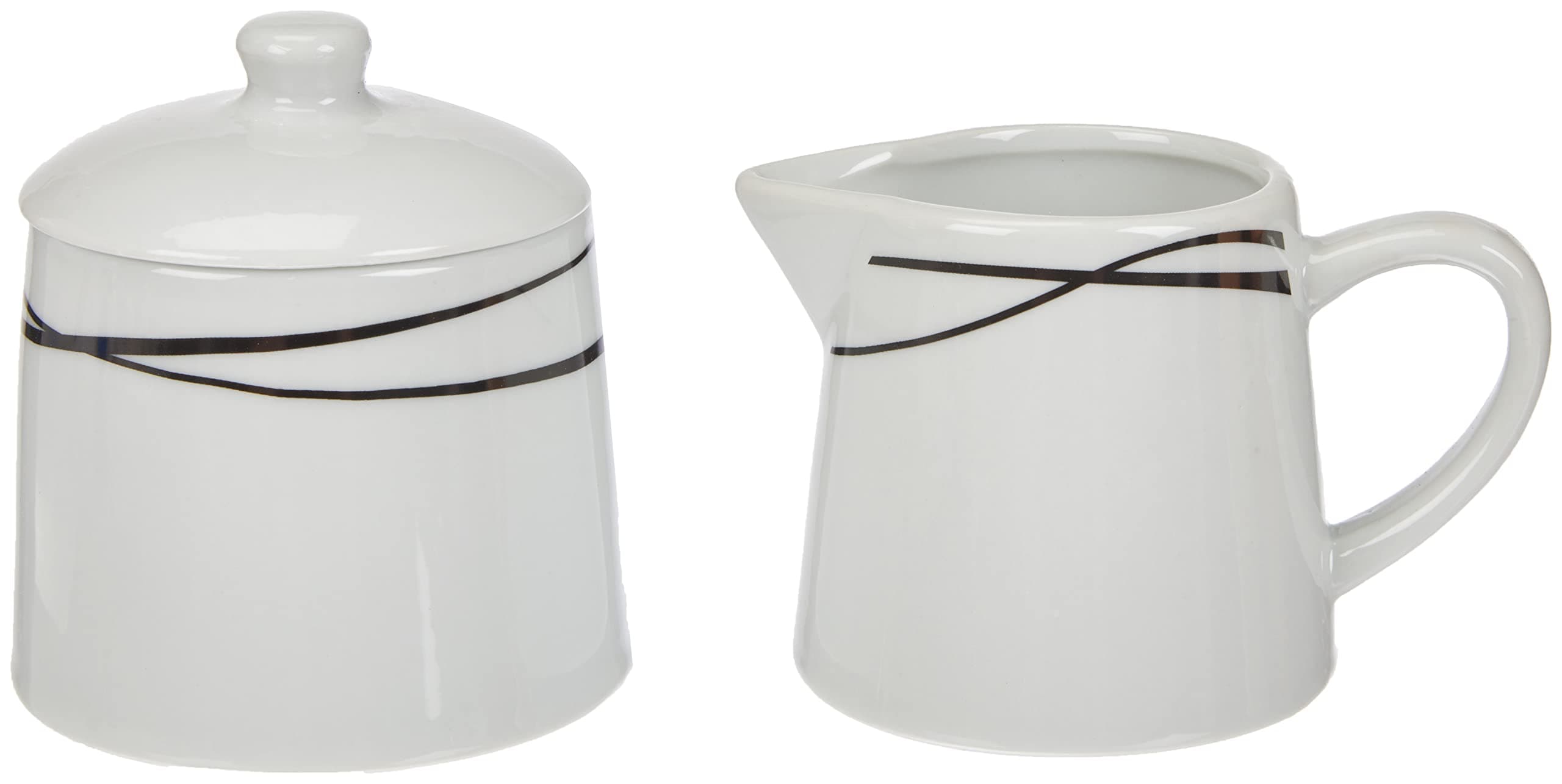 🌟 Mäser 991365 Serie Oslo Zuckerdose und Milchkännchen Set Schwarz-Weiß Porzellan 🍶