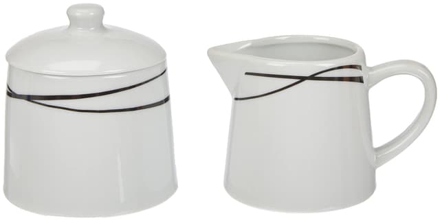 🌟 Mäser 991365 Serie Oslo Zuckerdose und Milchkännchen Set Schwarz-Weiß Porzellan 🍶