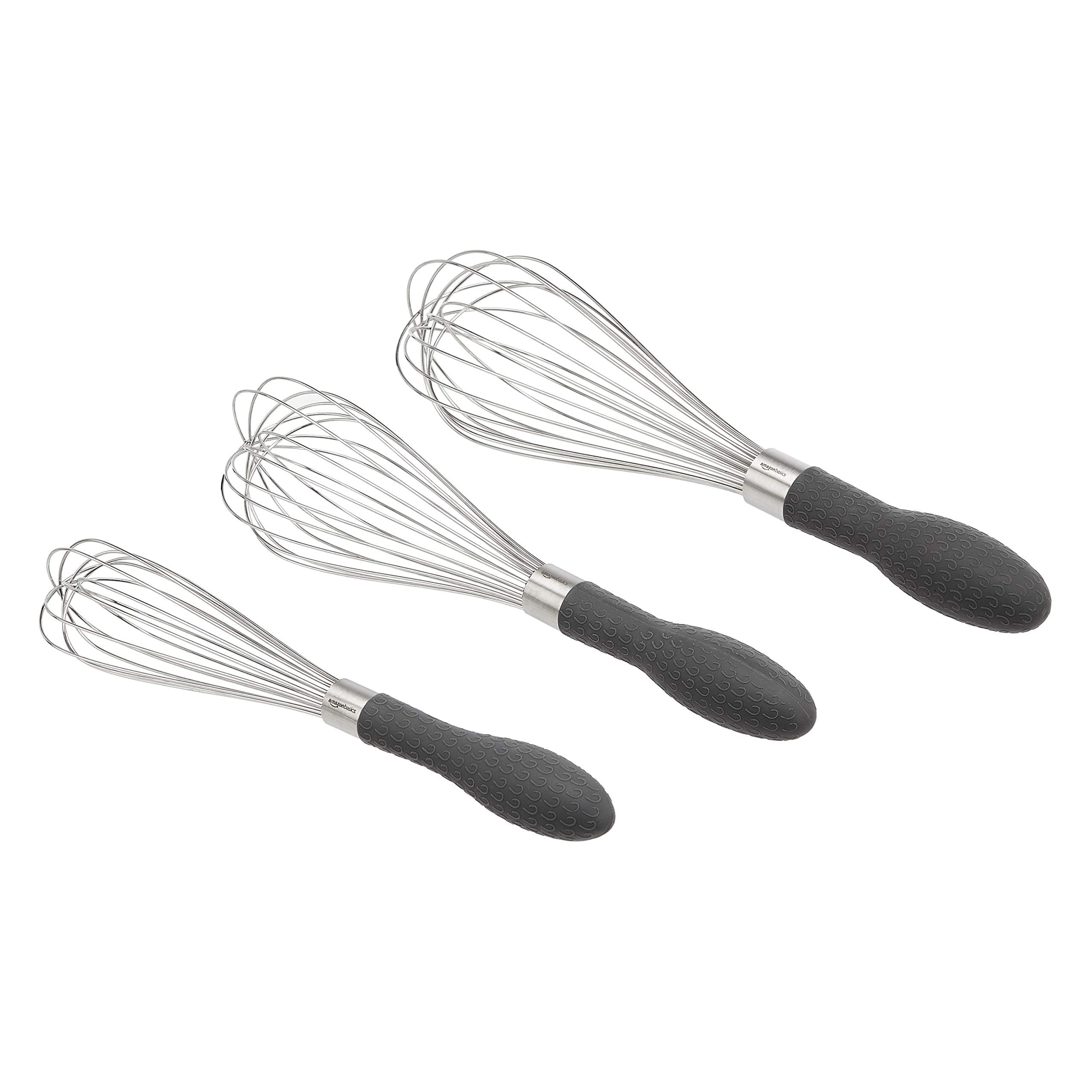 🎉 Super Deal! Amazon Basics Schneebesen Set aus Edelstahl, 3 Stück, Grau 🥄
